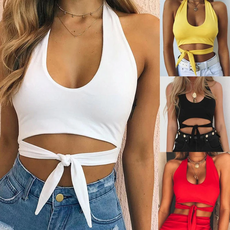 Women Sexy Low-Cut Vest Fashion Camisole Sleeveless Crop Tops Shirt With Sashes Women's Summer Short Tops 845566
Women Sexy Low-Cut Vest Fashion Camisole Sleeveless Crop Tops Shirt With Sashes Women's Summer Short Tops 845566