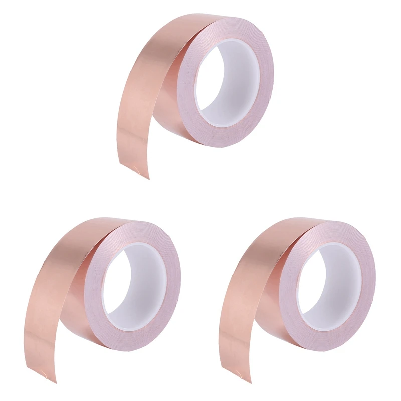 3X Copper Foil Tape 50Mm X 30M For EMI Shielding Conductive Adhesive For Electrical Repairs,Snail Barrier Tape Guitar
3X Copper Foil Tape 50Mm X 30M For EMI Shielding Conductive Adhesive For Electrical Repairs,Snail Barrier Tape Guitar