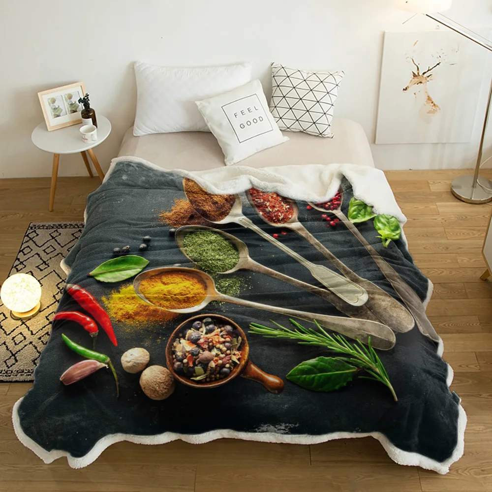 Зимнее шерстяное плюшевое одеяло в виде ложки для приправ и еды, толстое Флисовое одеяло для путешествий, офиса, дивана, кровати, покрывало
Зимнее шерстяное плюшевое одеяло в виде ложки для приправ и еды, толстое Флисовое одеяло для путешествий, офиса, дивана, кровати, покрывало