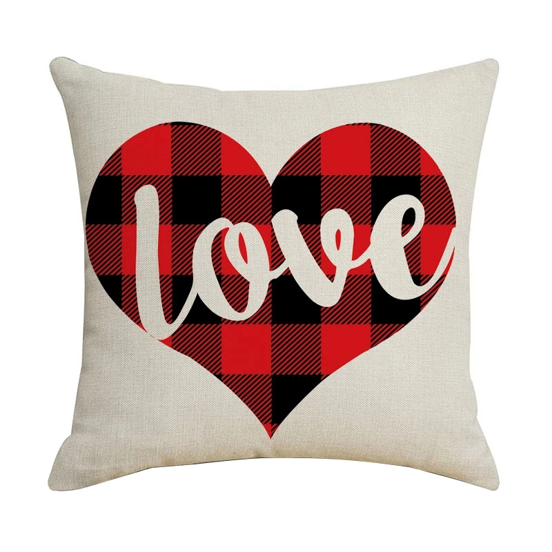 

45Cm Red Heart LOVE Pillowcase Linen Cushion Cover Romantic Valentines Day Gift Decor Home Pillow Cases Wedding Party