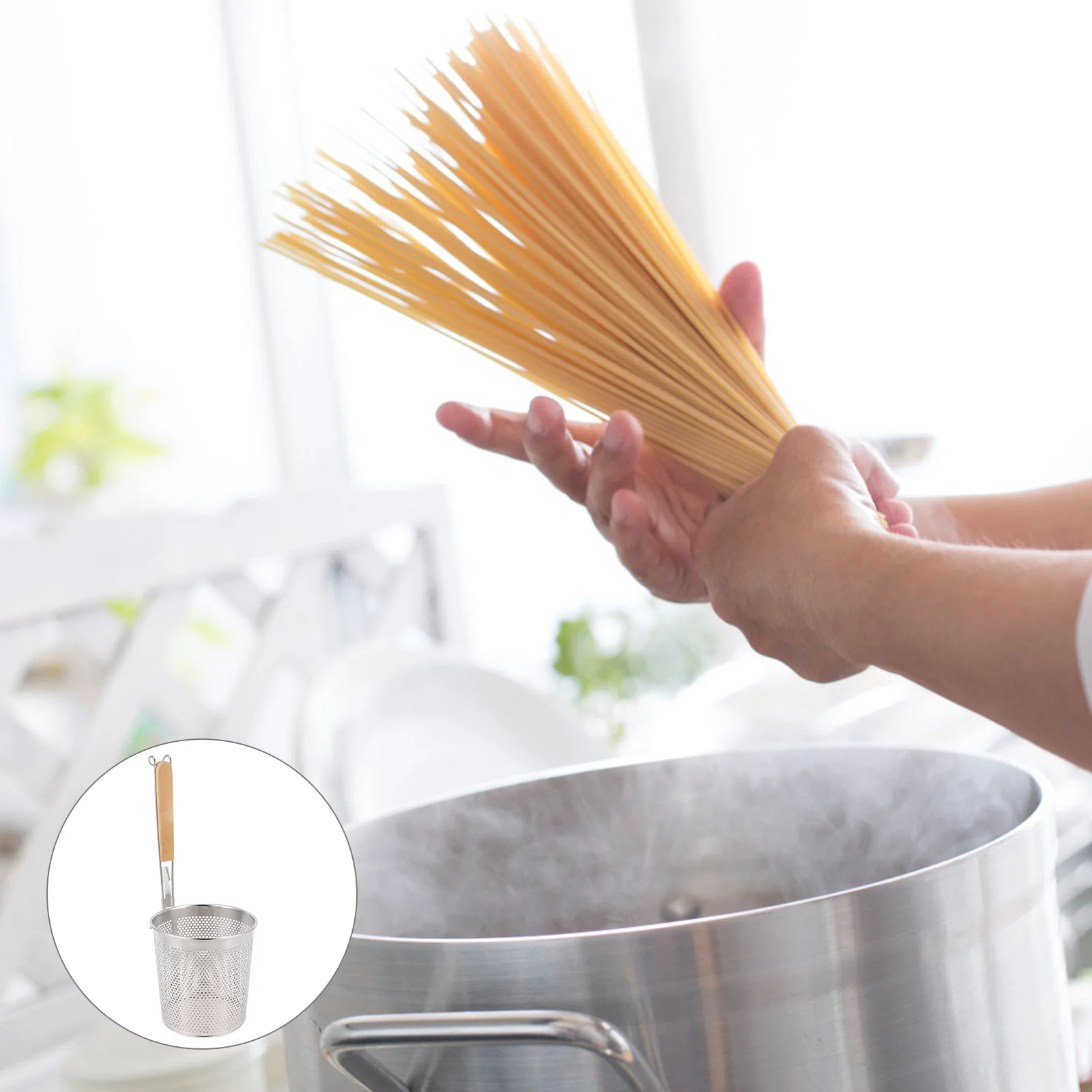 Noodle Sieve Deep Skimmer Metal Holder Steel Fine Mesh Skimmer Round Basket Powder Fence Bracket Pasta Mesh Basket
Noodle Sieve Deep Skimmer Metal Holder Steel Fine Mesh Skimmer Round Basket Powder Fence Bracket Pasta Mesh Basket