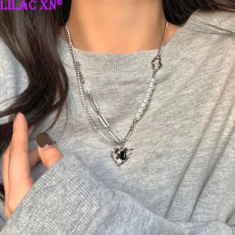 Y2K Stainless Steel Heart Pendant Necklace for Women Kpop Imitation Pearl Geometric Link Chain Choker Necklace Fashion Jewelry
Y2K Stainless Steel Heart Pendant Necklace for Women Kpop Imitation Pearl Geometric Link Chain Choker Necklace Fashion Jewelry