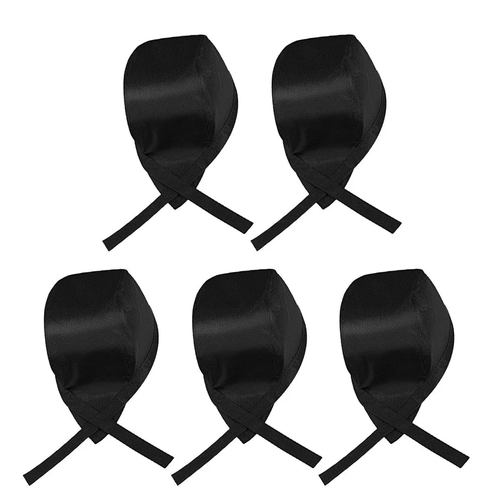 

3Pcs Kitchen Chef Hats Chef Working Turbans Pirate Cooking Hats Ribbon Caps with Ties for Kitchen Serving Service Works ( Black