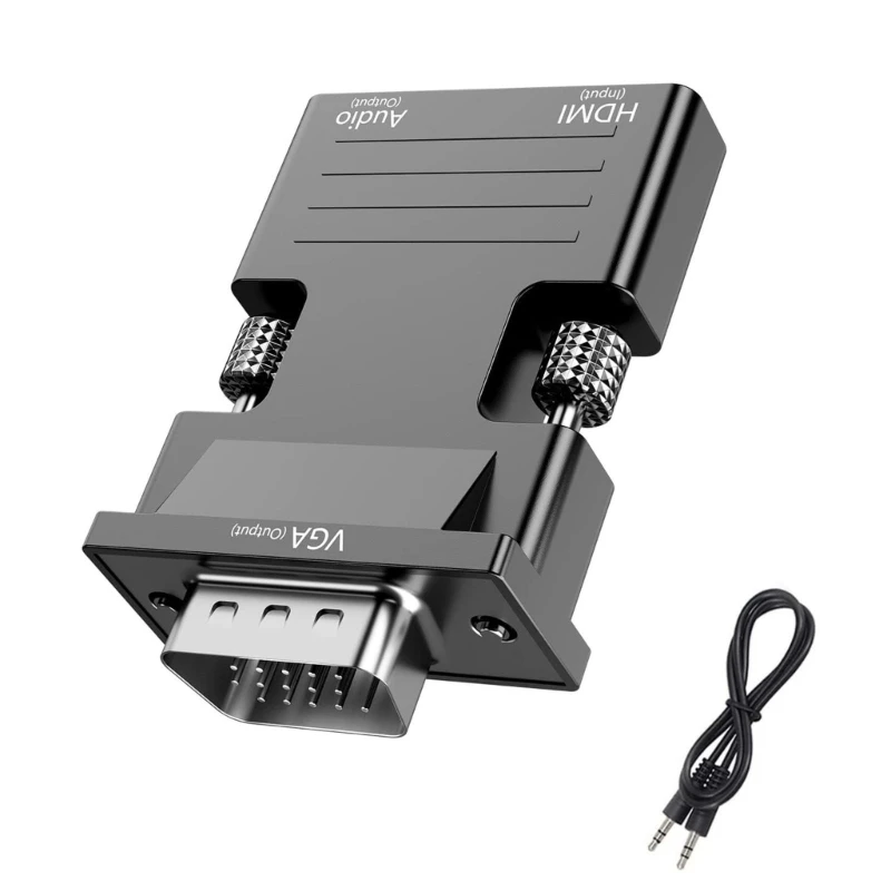 

HDMI-совместимый преобразователь VGA с 3,5 мм для портативного ПК, ТВ-монитора, проектора R2LB
