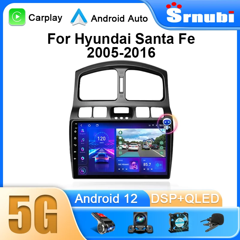 Srnubi 2 Din Android 11 Автомобильный мультимедийный плеер для Hyundai Santa Fe 2005-2015 с GPS