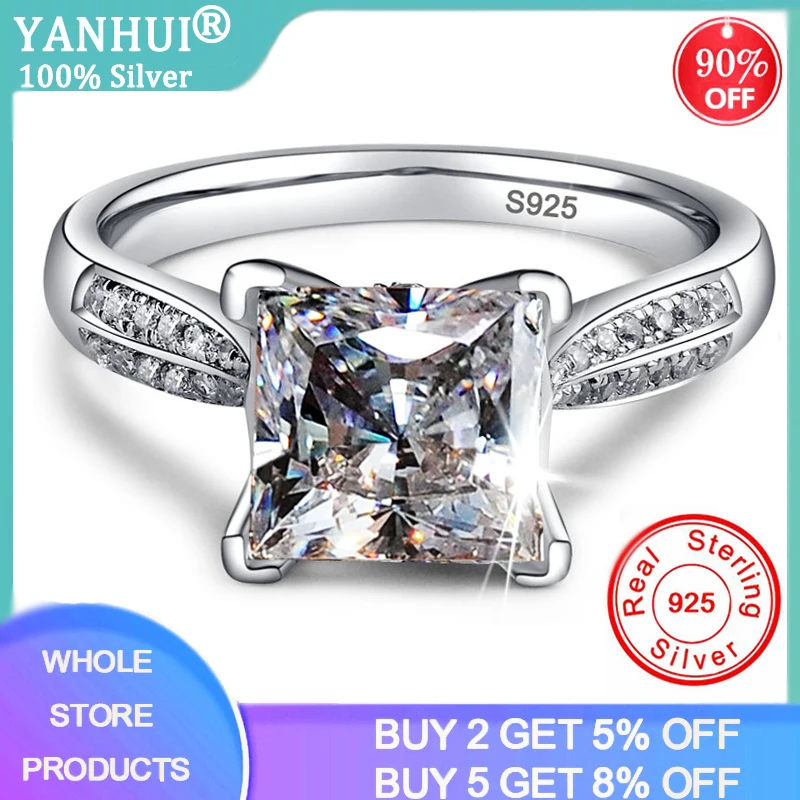 YANHUI Luxury Female Crystal Princess Cut Wedding Rings For Women Tibetan Silver Big Clear Zircon Ring Engagement Jewelry
YANHUI Luxury Female Crystal Princess Cut Wedding Rings For Women Tibetan Silver Big Clear Zircon Ring Engagement Jewelry