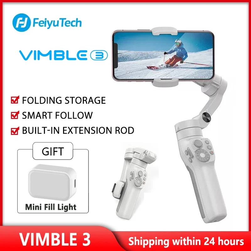 Ручной гиростабилизатор FeiyuTech Vimble 3, встроенный удлинитель, 3-осевой портативный складной подсветка для iPhone, Samsung
Ручной гиростабилизатор FeiyuTech Vimble 3, встроенный удлинитель, 3-осевой портативный складной подсветка для iPhone, Samsung