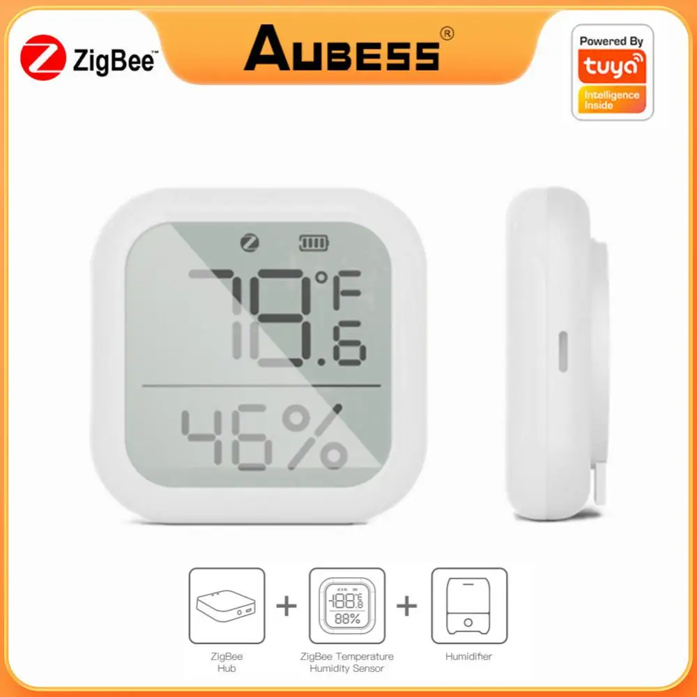 Датчик температуры и влажности Tuya ZigBee со светодиодный ным экраном, умная метеостанция с дистанционным управлением, с концентратором Zigbee 
Датчик температуры и влажности Tuya ZigBee со светодиодный ным экраном, умная метеостанция с дистанционным управлением, с концентратором Zigbee