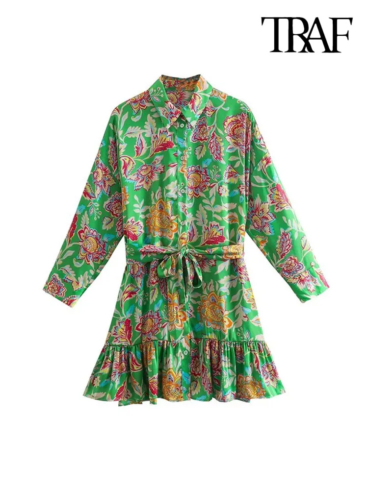 TRAF Women Fashion With Belt Floral Print Ruffled Mini Dress Vintage Long Sleeve Front Buttons Female Dresses Vestidos Mujer
TRAF Women Fashion With Belt Floral Print Ruffled Mini Dress Vintage Long Sleeve Front Buttons Female Dresses Vestidos Mujer