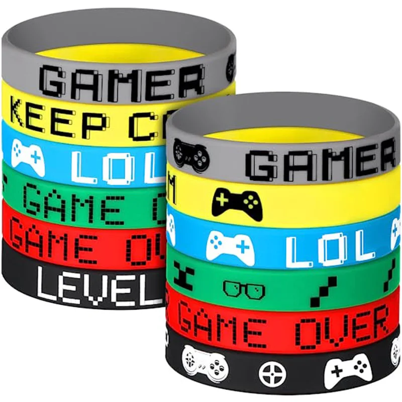 6pcs Game Silicone Bracelets Game Over Cool Paused You Win Level Up Bracelet Happy Game Birthday Party Gifts Kids Favor
6pcs Game Silicone Bracelets Game Over Cool Paused You Win Level Up Bracelet Happy Game Birthday Party Gifts Kids Favor