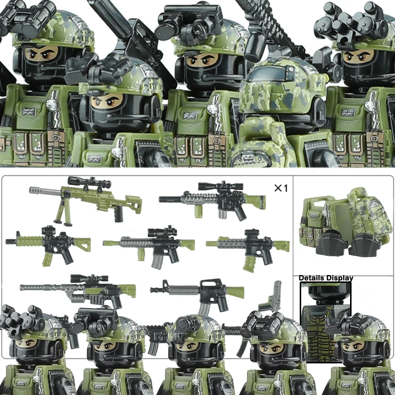UK SAS SWAT Soldiers Building Blocks Camo Green Troops Army Vest Helmets Weapons Set Night Vision Scope Bricks Toys Boys Gift
UK SAS SWAT Soldiers Building Blocks Camo Green Troops Army Vest Helmets Weapons Set Night Vision Scope Bricks Toys Boys Gift