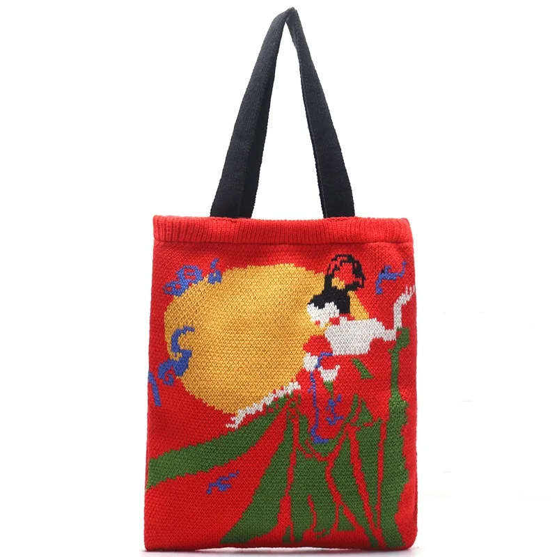 Women Chinese Traditional Knitting Top-handle Tote Bag 2023 Female Fashion Daily Open Soft Woolen Farbic Crochet Shopper Handbag 
Women Chinese Traditional Knitting Top-handle Tote Bag 2023 Female Fashion Daily Open Soft Woolen Farbic Crochet Shopper Handbag