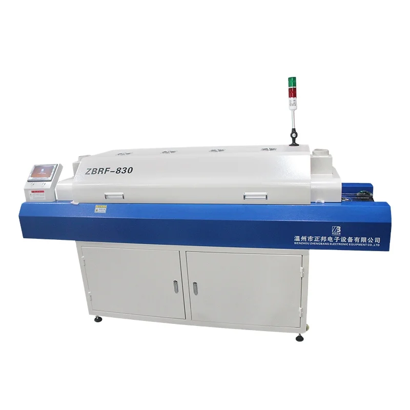 

ZBRF630 High Performance Hot Air Reflow Soldering Machine 6 Zone Up 3 Down 3 High Temperature Smt Reflow Oven For Pcb Production
