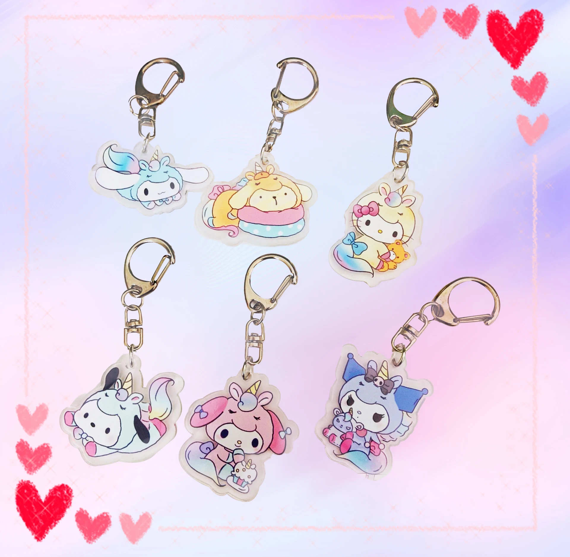 Sanrioed Unicorn Pendents Kawaii Key Chain Anime My Melody Kuromi Cinnamoroll Cute Acrylic Bag Ornaments Buckles Girls Gifts Toy
Sanrioed Unicorn Pendents Kawaii Key Chain Anime My Melody Kuromi Cinnamoroll Cute Acrylic Bag Ornaments Buckles Girls Gifts Toy