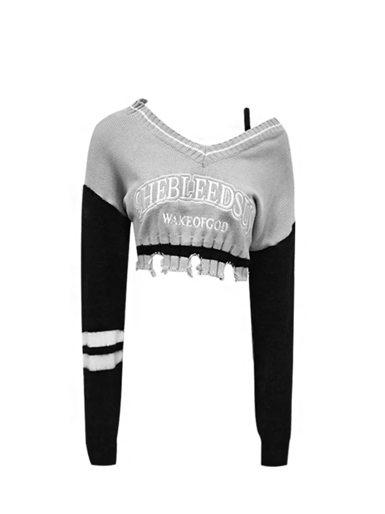 Harajuku Contrast Color Patchwork Women New Crop Knitwear Skew Collar Slit Design Sweater Female Knitwear Y2K Cozy Vintage Chic
Harajuku Contrast Color Patchwork Women New Crop Knitwear Skew Collar Slit Design Sweater Female Knitwear Y2K Cozy Vintage Chic