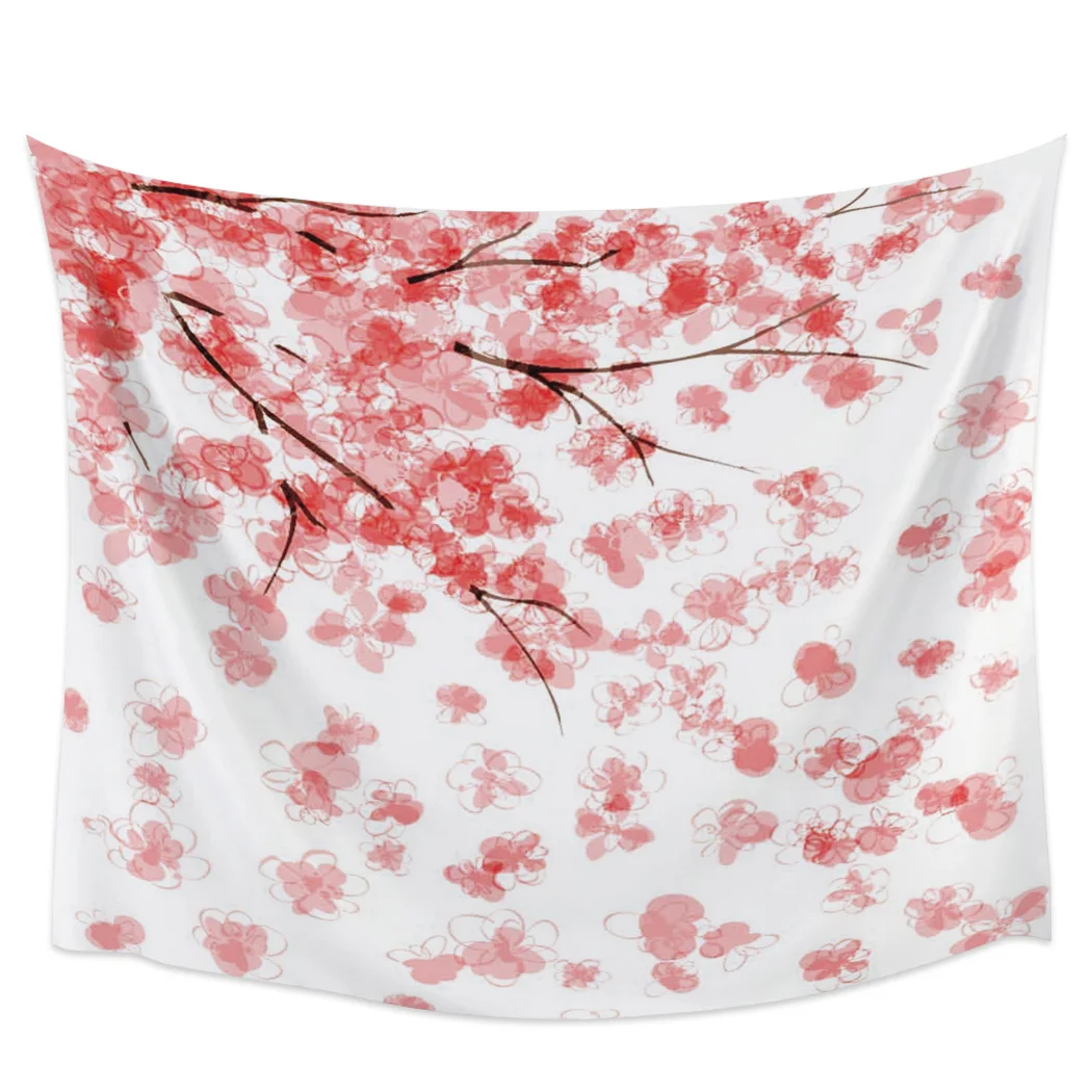 

Pink Flower Sakura Cherry Blossoms Tapestry Background Wall Covering Home Decoration Blanket Bedroom Wall Hanging Tapestries
