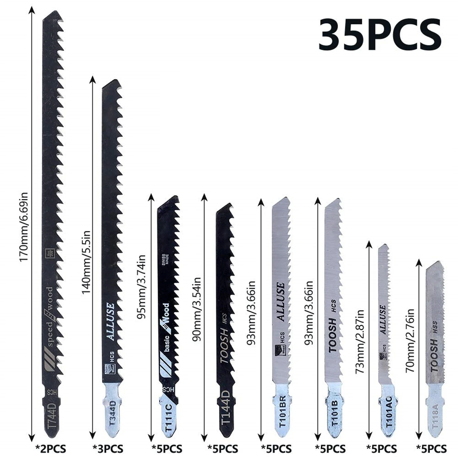 35pcs T-Shank Mixed Jigsaw Blade Set For Wood Metal Cutting Blades Reciprocating Saw Blade Set Jig Saw Jigsaw Blade Power Tool
35pcs T-Shank Mixed Jigsaw Blade Set For Wood Metal Cutting Blades Reciprocating Saw Blade Set Jig Saw Jigsaw Blade Power Tool
