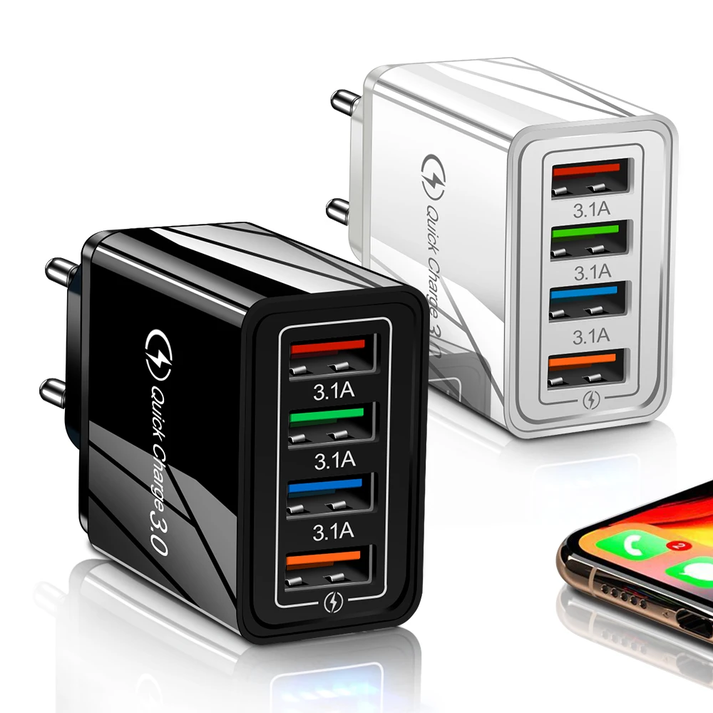 4 USB Fast Charger QC 3.0 For iPhone Charger For Samsung S10 S9 Plug Xiaomi Mi 10 Huawei P40 Portable Wall Mobile Fast Charger
4 USB Fast Charger QC 3.0 For iPhone Charger For Samsung S10 S9 Plug Xiaomi Mi 10 Huawei P40 Portable Wall Mobile Fast Charger