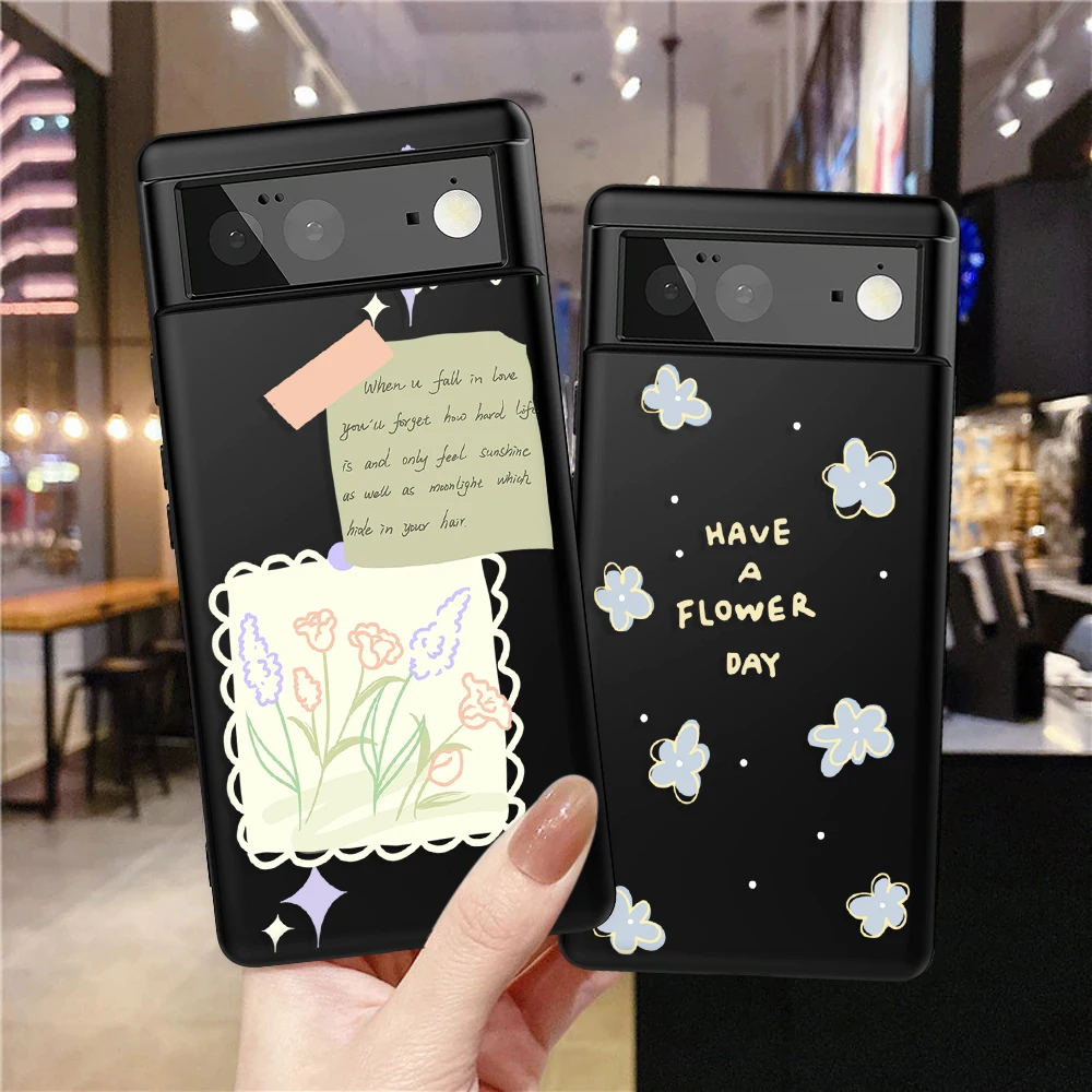 

Flower Text Label Phone Case for Google Pixel 7a 7Pro 7 6a 6 6Pro 5 5a 5G 4XL 4 2 3XL 2XL 3 3a 3aXL 4a Soft TPU Cover Fundas