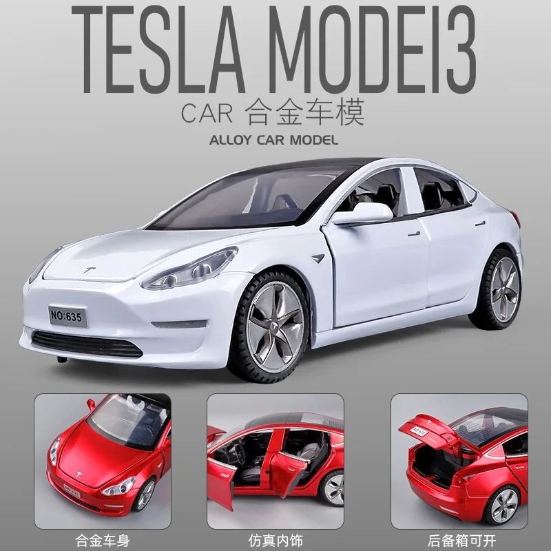 1:32 Tesla Model 3 car model, imitation alloy sound and light toy car eat chicken model decoration gift
1:32 Tesla Model 3 car model, imitation alloy sound and light toy car eat chicken model decoration gift