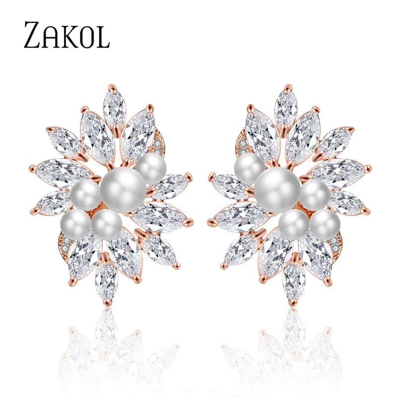 ZAKOL New Arrival Cubic Zirconia Simulation Pearl Flower Stud Earrings for Women Wedding Dinner Birthday Gift Jewelry FSEP2360
ZAKOL New Arrival Cubic Zirconia Simulation Pearl Flower Stud Earrings for Women Wedding Dinner Birthday Gift Jewelry FSEP2360