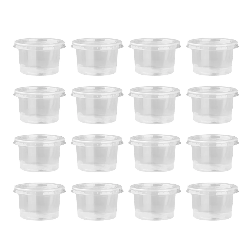 

50PCS 140ml Disposable Plastic Container Clear Portion Cups Bowls with Lids for Mousses Sauce Jelly Yogurt