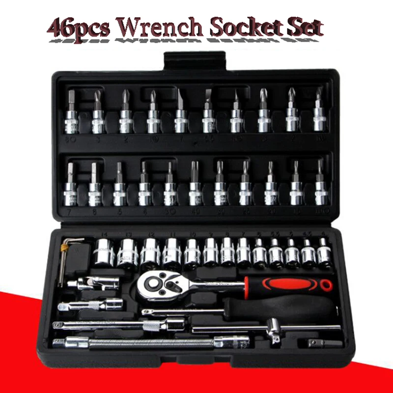 46pcs Wrench Socket Set Hardware Spanner Screwdriver Ratchet Wrench Set Kit Car Repairing Tools Combination Hand Tool Sets
46pcs Wrench Socket Set Hardware Spanner Screwdriver Ratchet Wrench Set Kit Car Repairing Tools Combination Hand Tool Sets