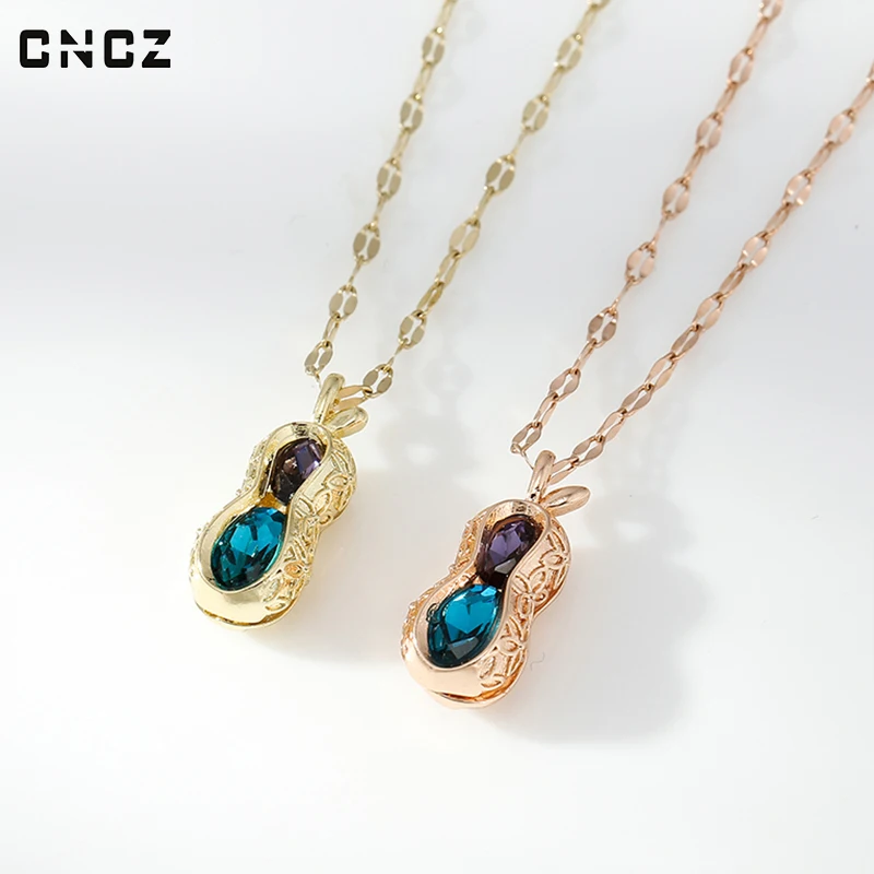 Green Peanut Necklace Women Glass Stone Golden Copper Pendant CNCZ Girl Stainless Steel Fashion Collarbone Chain Jewelry
Green Peanut Necklace Women Glass Stone Golden Copper Pendant CNCZ Girl Stainless Steel Fashion Collarbone Chain Jewelry