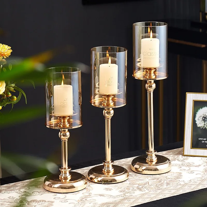 European Metal Crystal Candle Lantern Gold Holders Wedding Centerpieces Center Table Candlesticks Parties Home Decor | Дом и сад