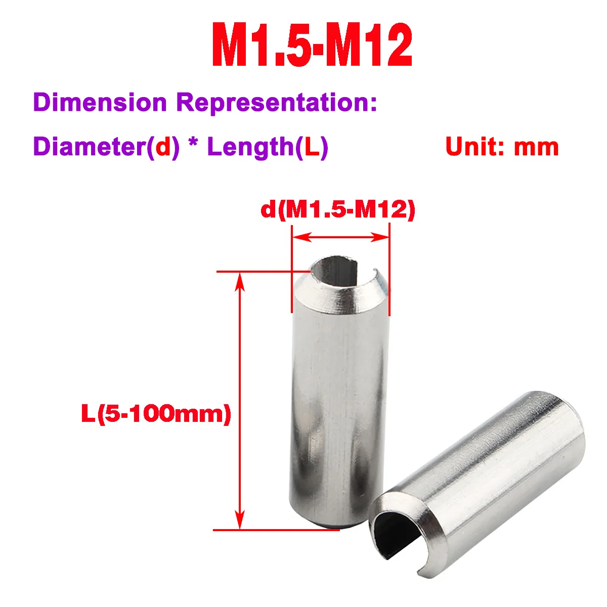 304 Stainless Steel Elastic Cylindrical Pin / Cotter Pin / Locating Pin Spring Pin / Hollow Pin Shaft M1.5-M12
304 Stainless Steel Elastic Cylindrical Pin / Cotter Pin / Locating Pin Spring Pin / Hollow Pin Shaft M1.5-M12
