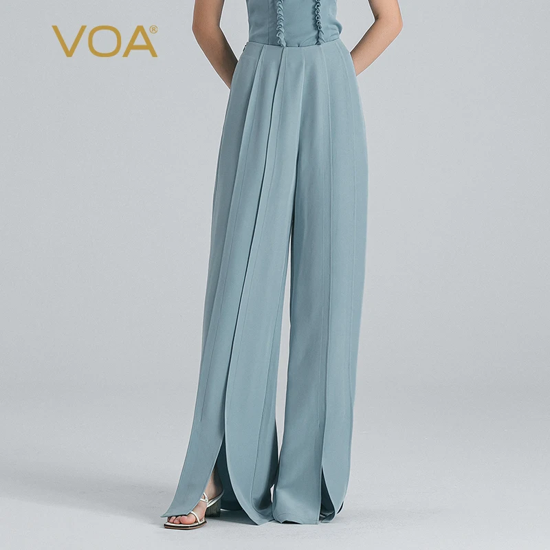 VOA Haze Blue 45 Momme Heavyweight Silk Natural Waist Streetwear Women Trousers Side Pocket Simple Silk Wide Leg Pants New KE855
VOA Haze Blue 45 Momme Heavyweight Silk Natural Waist Streetwear Women Trousers Side Pocket Simple Silk Wide Leg Pants New KE855