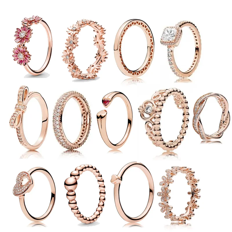 Daisy Flower PAN Rose Gold Heart Ring For Women Girl Bow Tie Crown Finger Jewelry Wedding Valentine's Day Girl Gfit
Daisy Flower PAN Rose Gold Heart Ring For Women Girl Bow Tie Crown Finger Jewelry Wedding Valentine's Day Girl Gfit