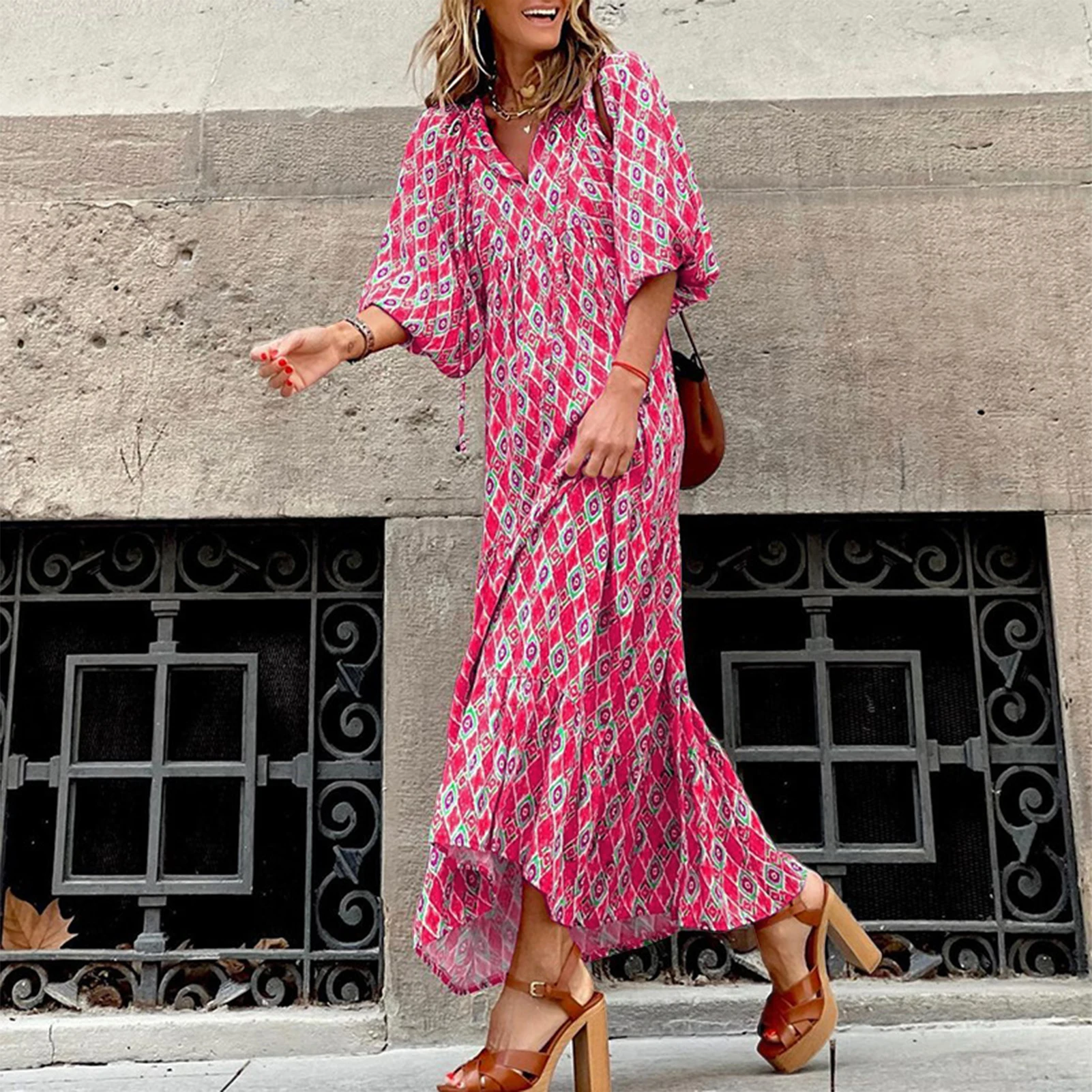 Drawstring Women Oversized Dress Puff Sleeve Ladies Summer Beach Dress Loose Fit V Neck Floral Printed Vacation Outfit
Drawstring Women Oversized Dress Puff Sleeve Ladies Summer Beach Dress Loose Fit V Neck Floral Printed Vacation Outfit