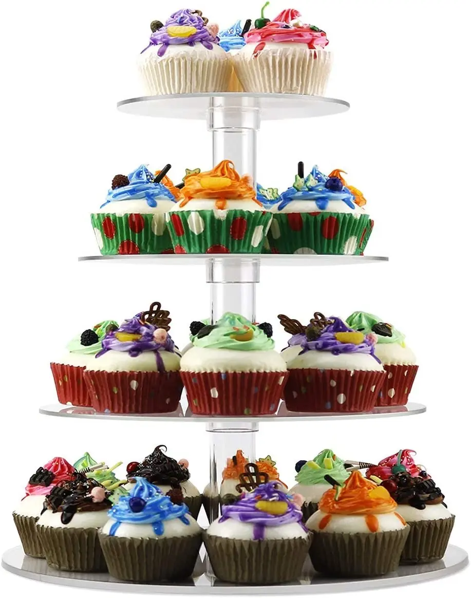 

4-layer acrylic cupcake holder for weddings parties birthdays prenatal parties and desserts with a diameter of 15cm/18.7cm/