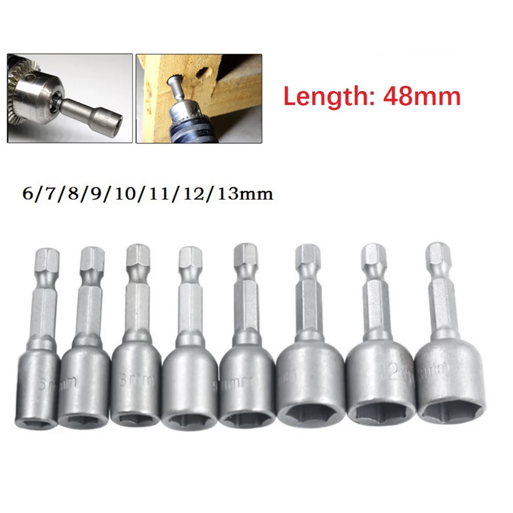 

6-13mm Impact Hex Socket Magnetic Nut Screwdriver 1/4”Hex Shank Electric Drill Bits For Power Drills Impact Drivers Socket Kit