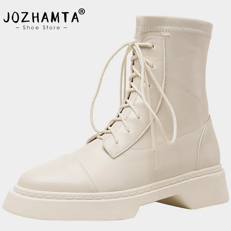 JOZHAMTA Size 31-43 Women Ankle Boots Soft Leather Mid Heels Winter Shoes Woman Elastic Boots Lace Up Platform Booties Casual
JOZHAMTA Size 31-43 Women Ankle Boots Soft Leather Mid Heels Winter Shoes Woman Elastic Boots Lace Up Platform Booties Casual