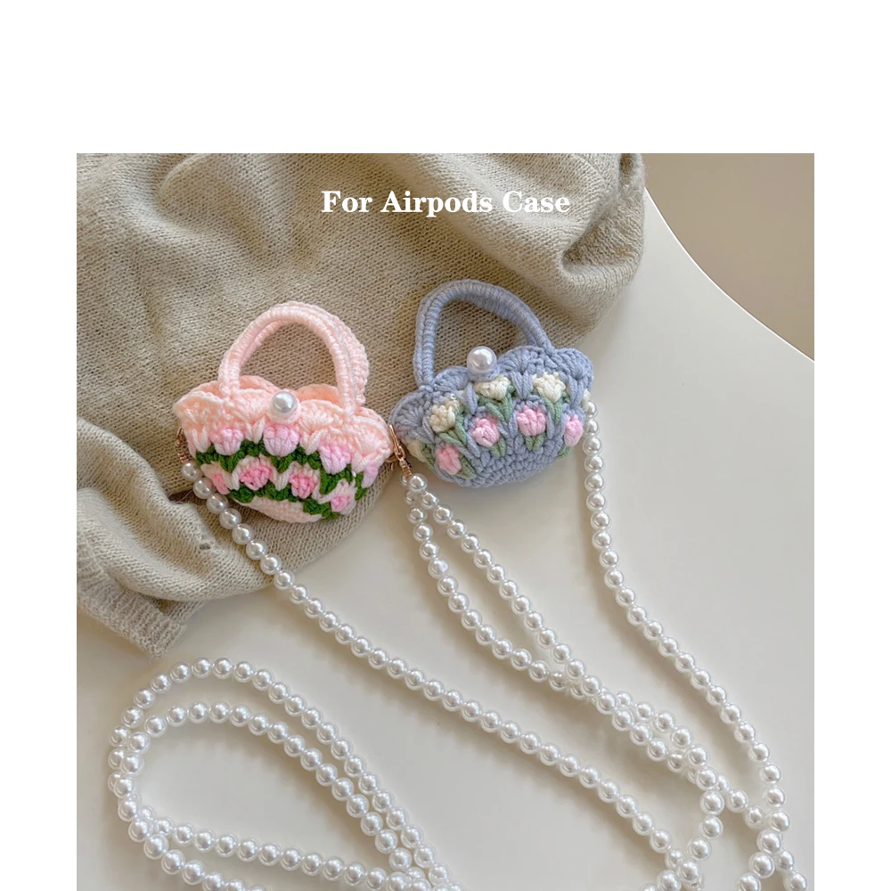 

Knitted Plush Winter Headset Shell for Airpods Pro Airpods3 Airpods1 2 Pearl Long Chain Crossbody Earphone Case for AirpodsPro 3