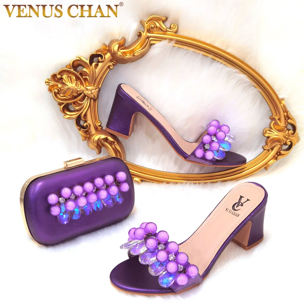 Sandals Women 2022 Purple Color Beaded Fashion Slippers African Ladies Banquet Party High Heels Italian Design Shoes and Bag Set
Sandals Women 2022 Purple Color Beaded Fashion Slippers African Ladies Banquet Party High Heels Italian Design Shoes and Bag Set
