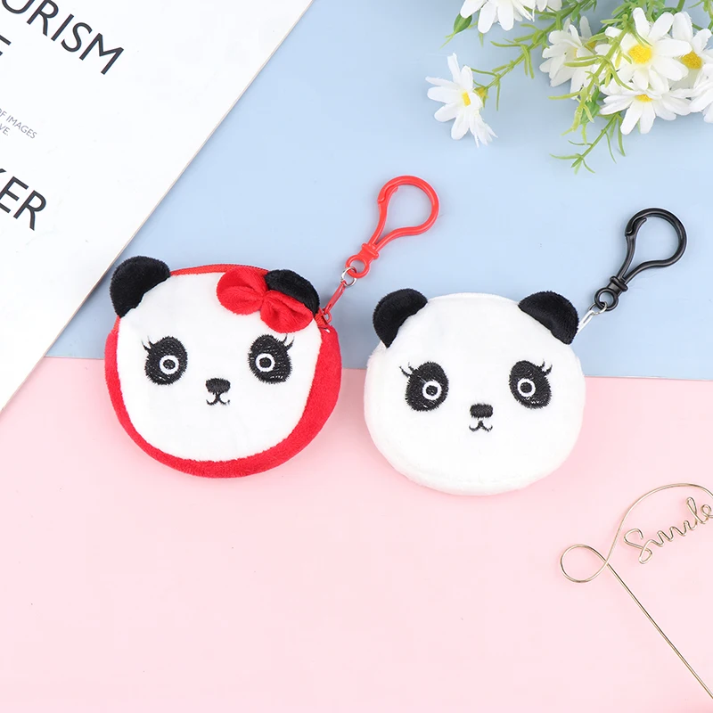 

8cm Cartoon Panda Coin Purse Plush Money Change Pouch For Girls Zipper Wallet Key Headphone Bag Birthday Gift
