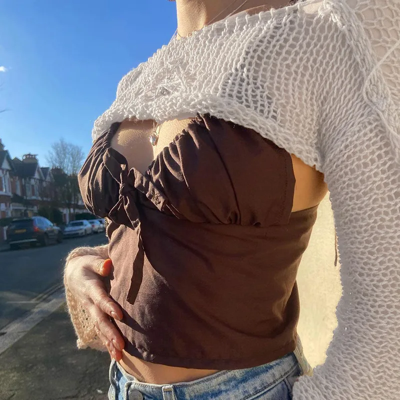 New Women Knitted Long Sleeve Blouse With Solid Color Navel Version Casual Style Summer Clothing Retro Street Style S M L
New Women Knitted Long Sleeve Blouse With Solid Color Navel Version Casual Style Summer Clothing Retro Street Style S M L