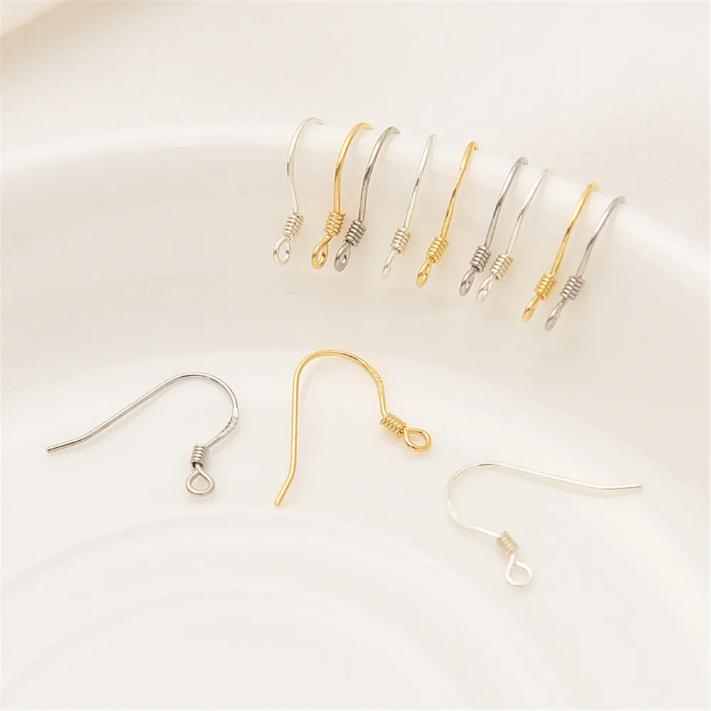 

S925 sterling silver ear hook handmade diy accessories silver earrings material anti-allergic basic white gold ear hook