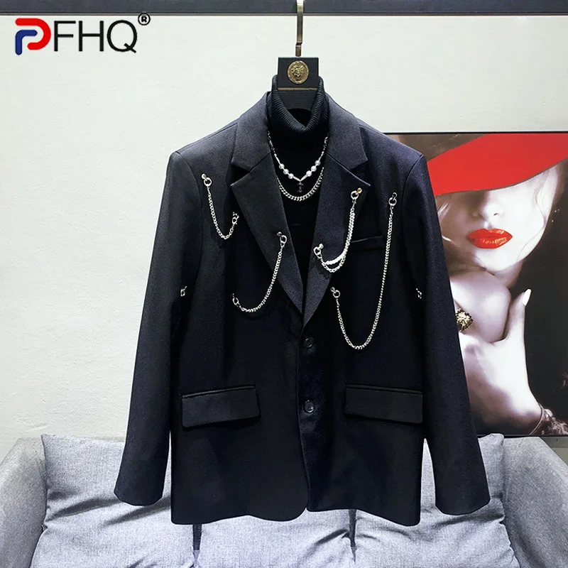 PFHQ Men's Advanced Chain Suit Versatile High Street Shoulder Pad Heavy Industry Solid Color Single Breasted Tide Blazer 21Z2189
PFHQ Men's Advanced Chain Suit Versatile High Street Shoulder Pad Heavy Industry Solid Color Single Breasted Tide Blazer 21Z2189