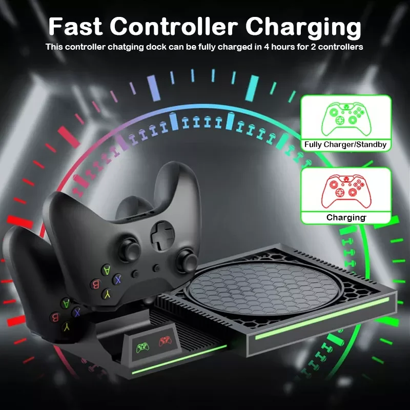 2023Game Host Cooling Base For Xbox Series X Vertical Stand Gamepad Charging Dock Games Disc Storage Bracket For XSX Accessories 
2023Game Host Cooling Base For Xbox Series X Vertical Stand Gamepad Charging Dock Games Disc Storage Bracket For XSX Accessories