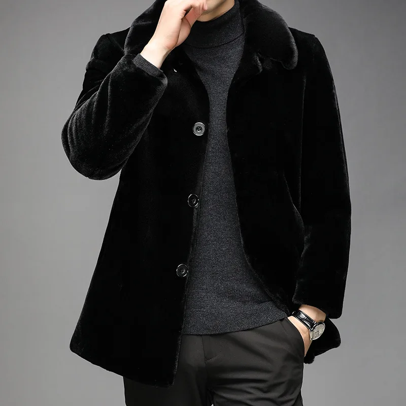 Autumn and winter imitation mink coat medium long men's Lapel button mink coat imitation mink fur coat fashion
Autumn and winter imitation mink coat medium long men's Lapel button mink coat imitation mink fur coat fashion