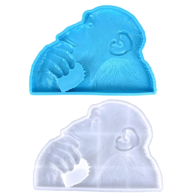 

E0BF Diy Crystal Drop Glue Gypsum Abrasive Three-dimensional Thinking Gorillas Ornaments Pendant Silicone Mold