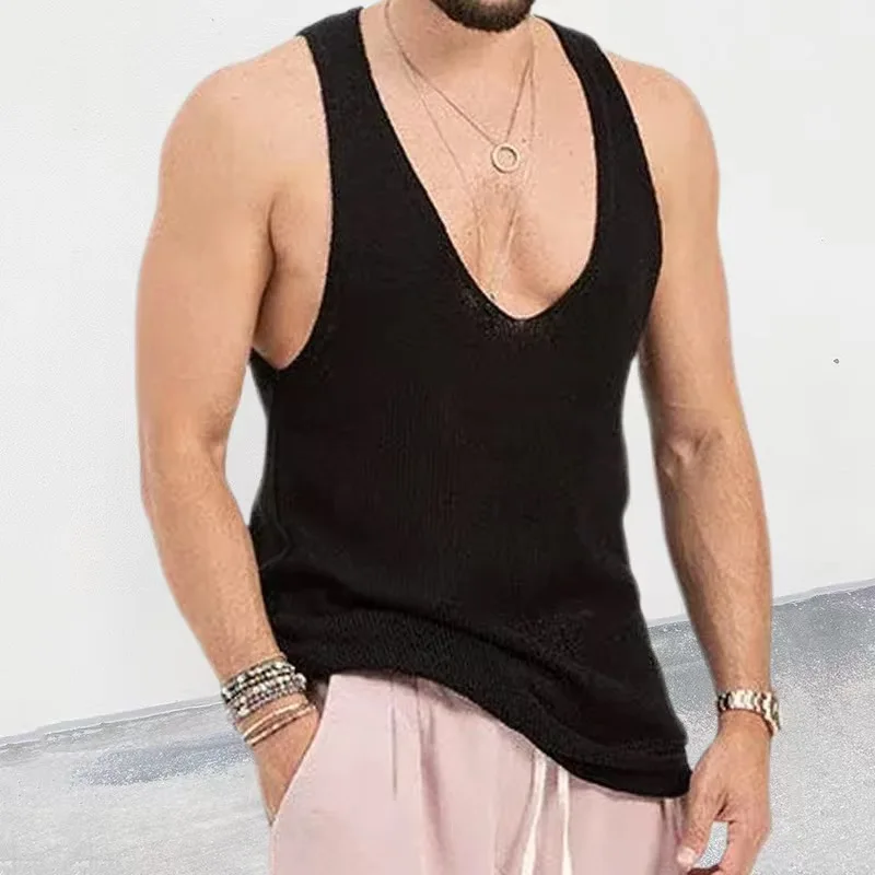 2023 Summer New Fashion Solid V-Neck Tank Tops Men Sexy Hollow Out Mesh Vest Mens Knitted Pullover Casual Streetwear For Male
2023 Summer New Fashion Solid V-Neck Tank Tops Men Sexy Hollow Out Mesh Vest Mens Knitted Pullover Casual Streetwear For Male