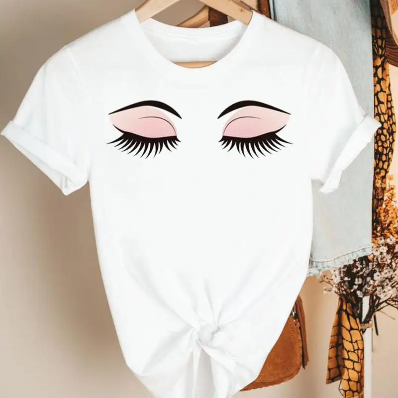 Women Pretty 90s Trend Style Eyelash Eye Sleep Cartoon Summer Short Sleeve Tshirt Nice Tee Print Fashion Top Graphic T-shirt
Women Pretty 90s Trend Style Eyelash Eye Sleep Cartoon Summer Short Sleeve Tshirt Nice Tee Print Fashion Top Graphic T-shirt