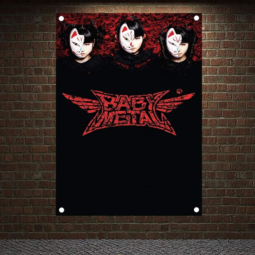 

BABYMETAL Banners Scary Bloody Rock Band Team Logo Concert Posters Flag Popular Music Theme Painting Bar Cafe Wall Decoration