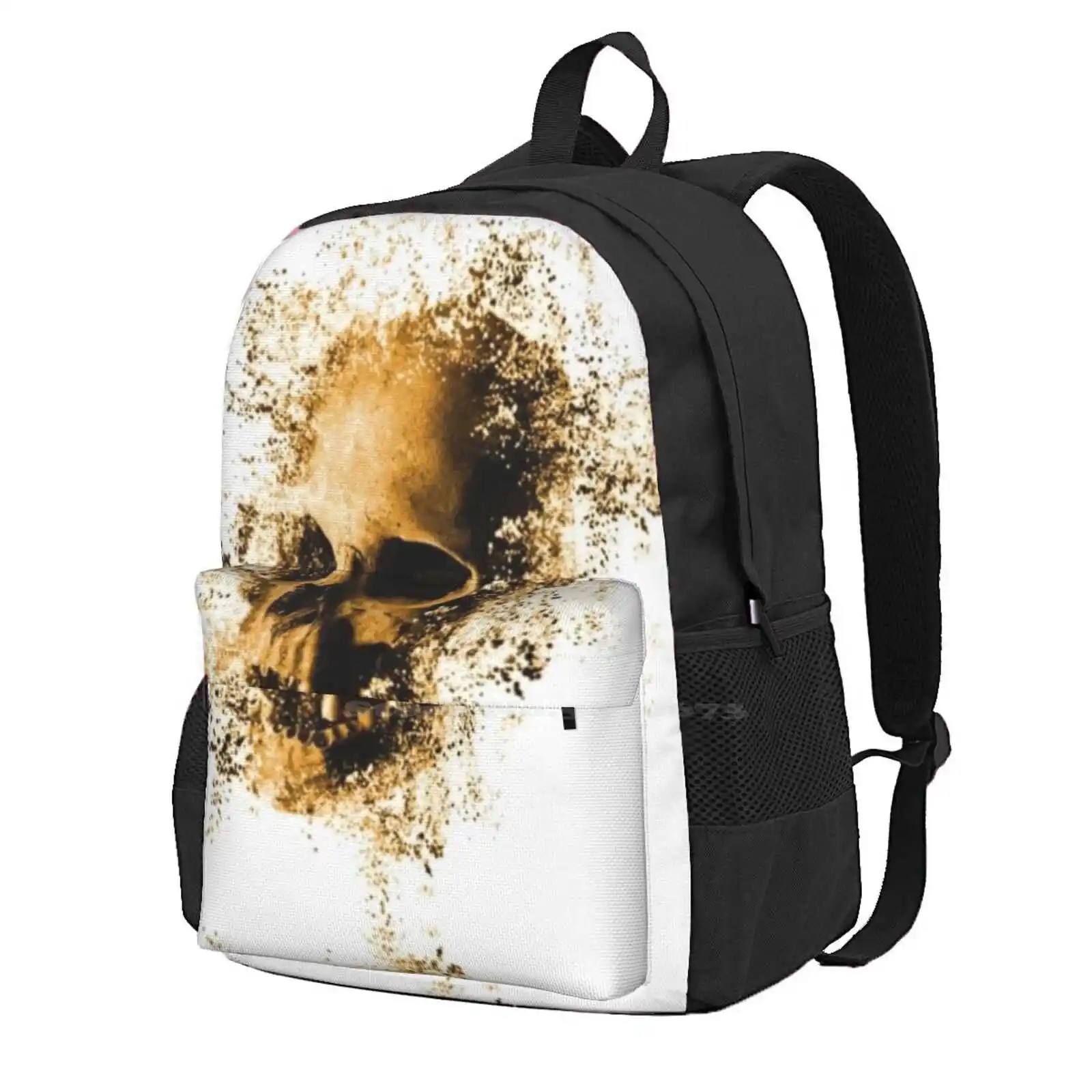 

Gold Skull Graphic School Storage Bag Student'S Backpack Gold Skull Graphic Skeleton Halloween Death Black Horror Dead Bones