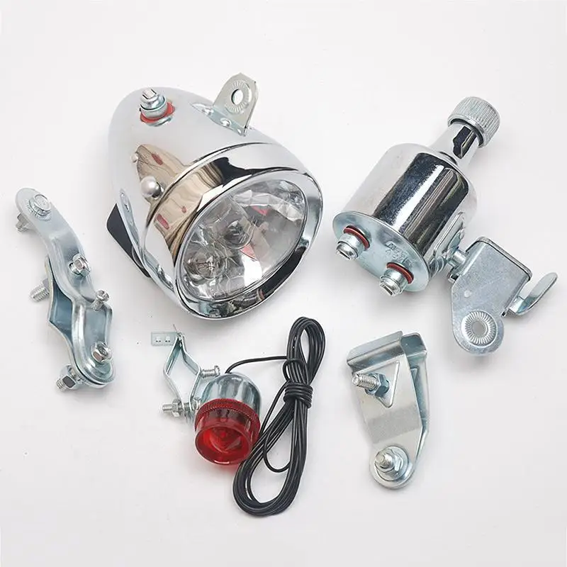 12V 6W Vintage Bicycle Motorized Bike Friction Generator Headlight Tail Light Kit Bicycle Head Lamp Friction Dynamo Light Suit 
12V 6W Vintage Bicycle Motorized Bike Friction Generator Headlight Tail Light Kit Bicycle Head Lamp Friction Dynamo Light Suit